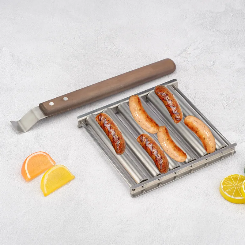 Hot Dog Roller appliance sizzling golden hot dogs on rotating rollers, perfect for quick family meals and party snacks